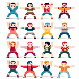 Sipobuy Wooden Blocks Stacking Balancing Games, Preschool Toddler Educational Toys for 3 4 5 6 Years Kids Boys Girls (16pcs Hercules)