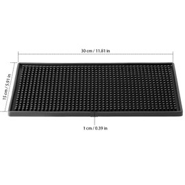 HOZEON 2 Pack 12 x 6 Inches Rubber Bar Service Mat, Non Slip Rubber Bar Spill Mat, Bar Mats for Countertop, Bar, Kitchen, Restaurant, Bartender, Hotel, Beverages, Furniture, Black