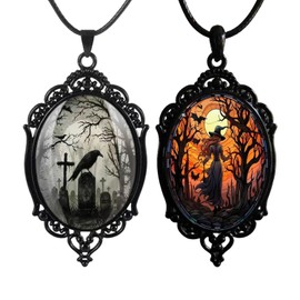 CYNOSURETECH 2 Pieces of Gothic Necklaces, Retro Necklaces, Creative Design Necklaces, Punk Style Jewelry, Clothing Accessories