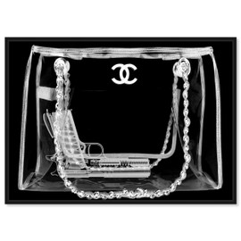 The Oliver Gal Artist Co. Fashion and Glam Framed Wall Art Canvas Prints 'Coveted Spy Bag Noir' Handbags Home Décor, 24 in x 16 in, Black, White