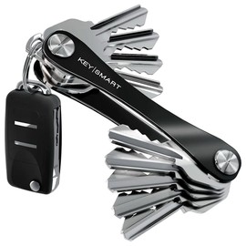 KEYSMART Key Holder for Keychain - Compact Key Organizer for Key Chain, Minimalist Clutter-Free EDC Keychains, Key Ring for Car Fobs Key Chains, Expandable (Up to 14 Keys, Black)