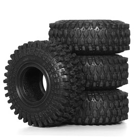 Dantenron 1/24 1/18 RC All Terrain Crawler Tires With Foam Insert Rubber 1.0 Rock Mud Wheel Tyres For 1:18 1:24 Crawler Car Axial SCX24 FMS AX24 FCX18 FCX24 TRX4M 1.0" Beadlock Hubs 4PCS