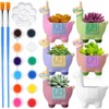 Pasimy 6 Set DIY Ceramic Succulent Planter Pots Paint Your