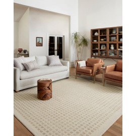 Loloi Chris Loves Julia Polly 3'-6" x 5'-6" Accent Rug in Ivory/Natural - Large Neutral Area Rug, Unique Patterned Rug for Living Room, Bedroom, Dining Area, Home Office