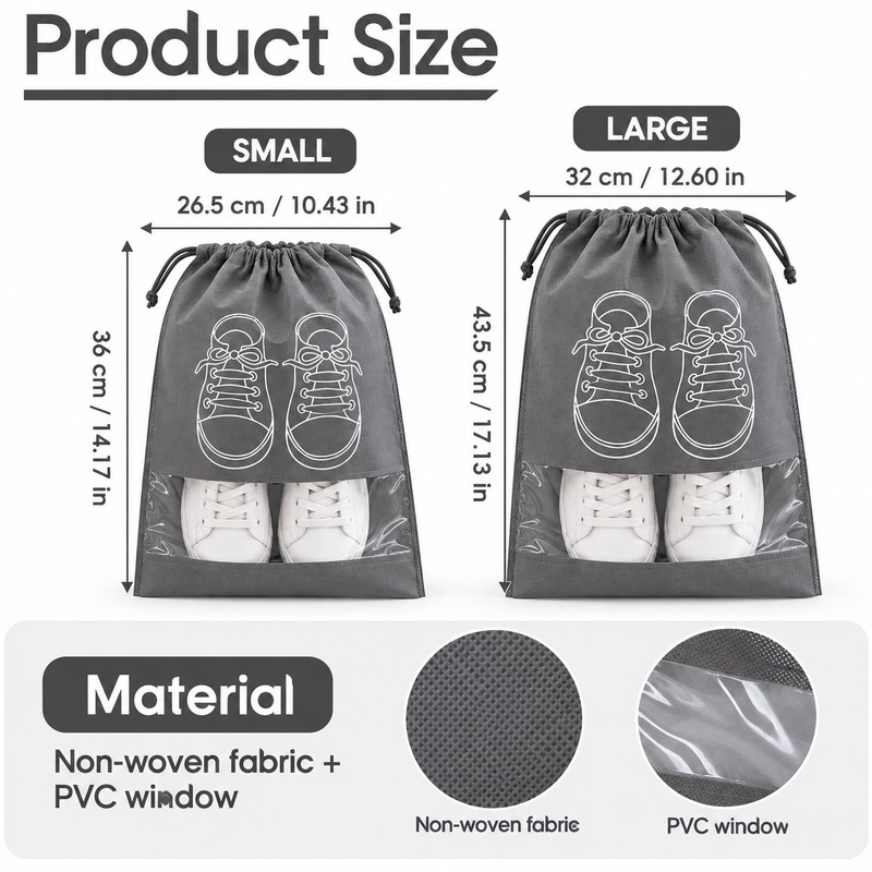 Non-Woven Shoe Storage Bags for Travel & Closet Organization –