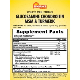 Sundance Glucosamine Chondroitin MSM and Turmeric | 60 Caplets | Non-GMO | by Sundance