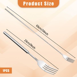 Telescopic Fork Extending Fork 63cm Long Stainless Steel Retractable Fork Extendable Dinner Fruit Dessert Fork Extendable Fork Barbecue Toasting Dinner 8.7~24.8inch