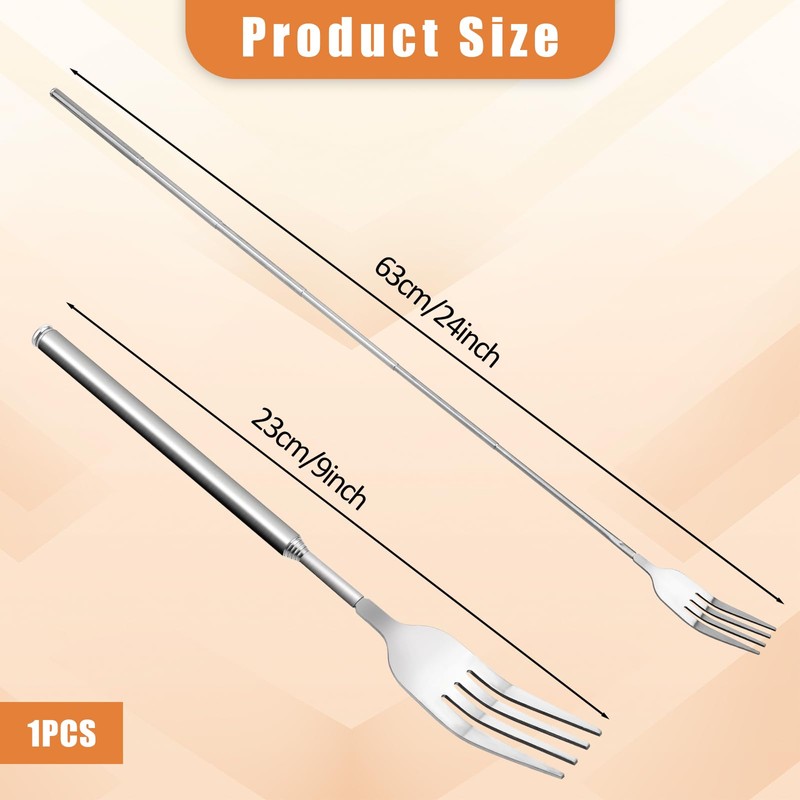 Telescopic Fork Extending Fork 63cm Long Stainless Steel Retractable Fork