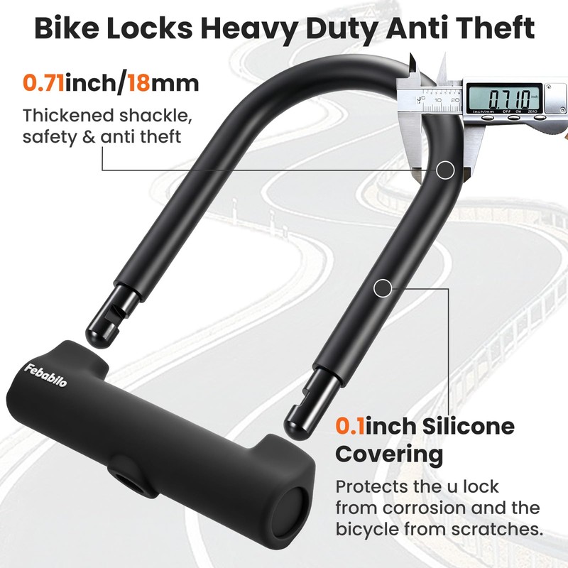 Febabilo Bike Locks Heavy Duty Anti Theft with 6ft Cable,18mm