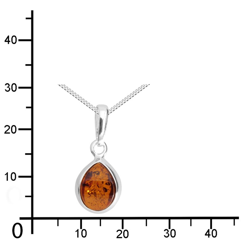 Ostsee-Schmuck Enela Necklace with Pendant 925/000 Silver Amber, Sterling Silver,