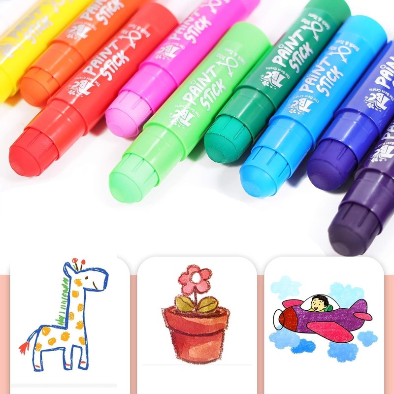 TBC The Best Crafts Paint Sticks,12 Classic Colors, Washable, Non-toxic,