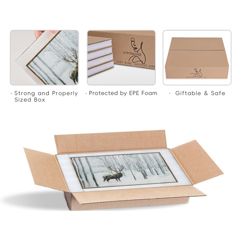 ArtbyHannah 16x24 Inch Christmas Canvas Wall Art, Framed Christmas Wall