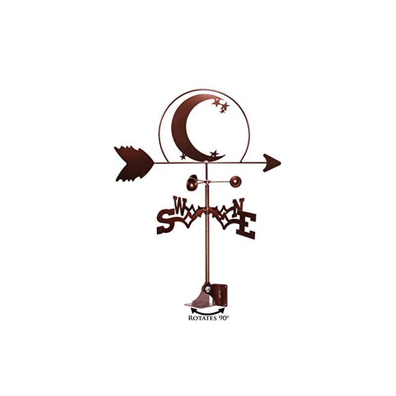 SWEN Products Crescent Moon and Star Weathervane (Adjustable Mount Included)