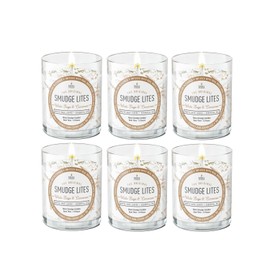 Soul Sticks 6 Pack Smudge Lites Votive Candles | 960 Grams Decor Spa Candles | 12-Hour Burn Time Candles for Cleansing Negative Energy Infused with Smudging Herbs - White Sage & Cinnamon