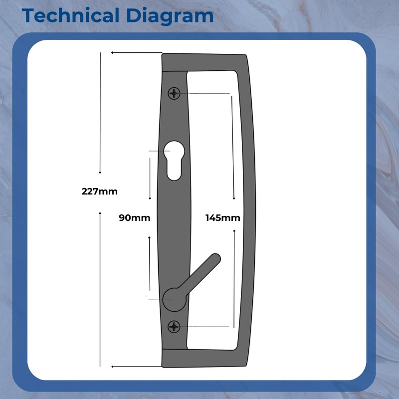 uPVC Fuhr Sliding Patio Door D Handle 90pz - Inline