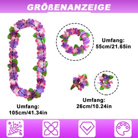 AWCIGG Hawaii Necklace Flower Set Hawaii Flower Chain with 4 Bracelets 2 Headbands 2 Necklaces Hawaii Flower Chains Decoration for Beach Aloha Luau Party Accessories Hula Chains Garland