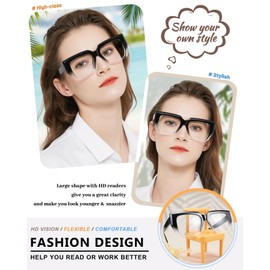MARE AZZURO Oversized Reading Glasses 2.75 Women Cat Eye Readers 1.00 1.25 1.50 1.75 2.00 2.25 2.50 2.75 3.00 3.50 (Blackclear, 275)