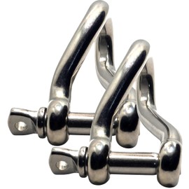 8mm Twisted Shackles Stainless Steel A4-Marine Grade (316) - for connecting Ropes, Anchors and Chains (Pack of 2)