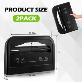 Hushee 2 Pcs Toilet Seat Cover Dispenser Wall Mount, Toilet Seat Cover Holder Plastic Black Dispenser for Disposable Half Fold Toilet Seat Liner for Commercial and Bathroom Use