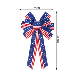 SIMISI RIBBON 4th of July Decorations Patriotic Wreath Bow Red White Blue Stars Burlap Bows for Memorial Day, Veteran's Day (11x20 inch)