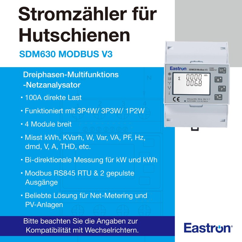Eastron SDM630Modbus-V3 Three-phase meter digital electricity meter for DIN rail,