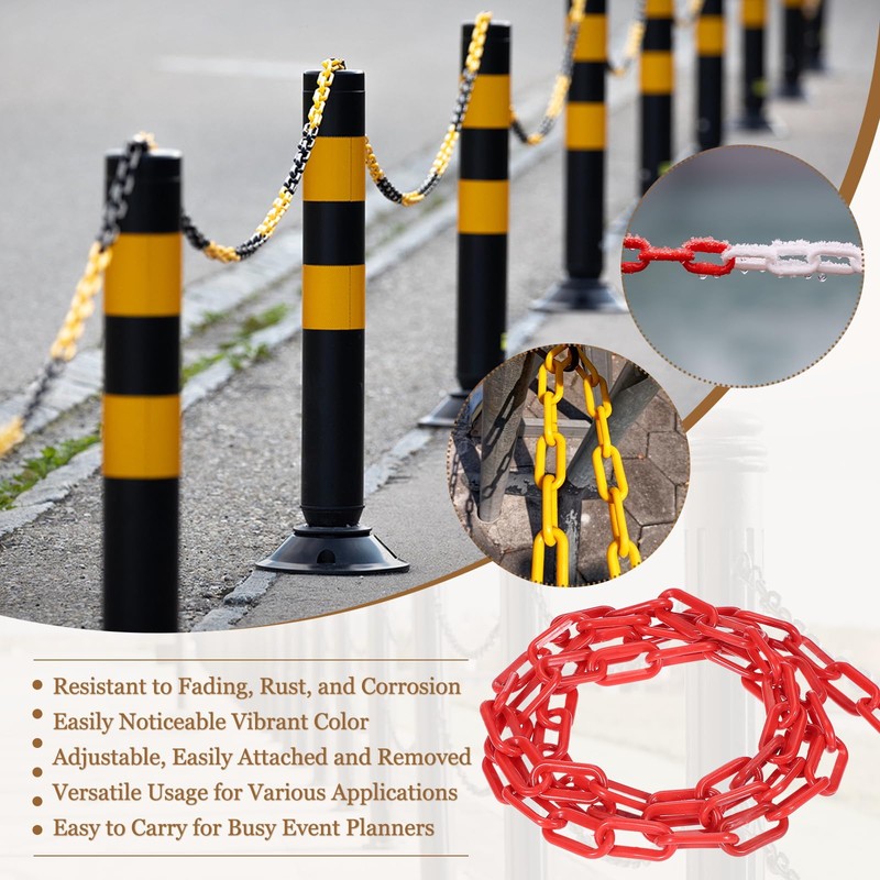 MECCANIXITY Plastic Chain 5 Ft/1.53 M, Safety Chain Red Plastic