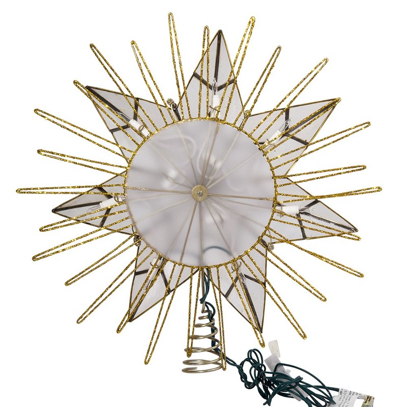 Kurt Adler 14" 7-Point Natural Capiz Star Lighted Treetop