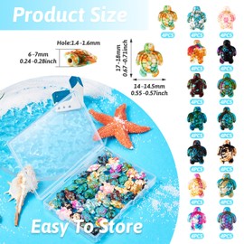 60 Pcs Turquoise Turtle Beads Colorful Sea Tortoise Natural Gemstone Beads Ocean Animal Turtle Turquoise Loose Spacer Beads for DIY Crafts Bracelet Necklace Jewelry Making