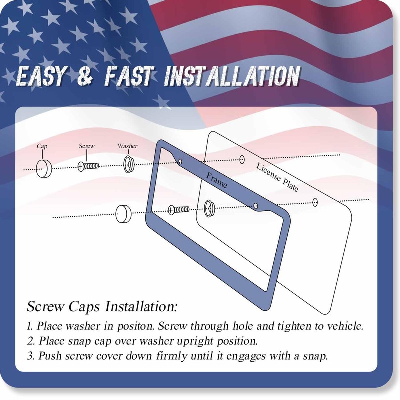 1PCS God Bless America & American Flag License Plate Frame