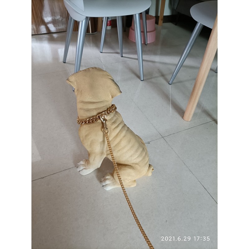 18K Gold Dog Chain Collar Walking Metal Chain Collar with