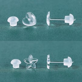 AoedeJ 6 Pairs Clear Earrings for School Plastic Earrings Hypoallergenic Earrings Invisible Earrings Clear Studs Plastic Earrings for Sensitive Ears (Style 2)