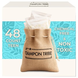 Tampon Tribe Compresas de algodón orgánico para adolescentes | 48 compresas absorbentes con alas | 100% algodón orgánico, hipoalergénicas, sin metal ni químicos, con bordes antifugas | 48 unidades