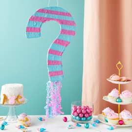 Juvale Question Mark Pinata for Boy or Girl Gender Reveal Ideas, Baby Shower, and Party Supplies - 17 x 11 x 3 Inches Pull String Pinata