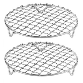 sourcing map 2pcs Round Cooking Rack 5.9-inch 201 Stainless Steel Cross Wire Barbecue Grill Net with 20mm Legs for Cooking Baking Steaming BBQ