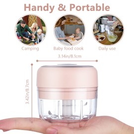 Hviww Electric Mini Garlic Mincer, 100ML USB Vegetable Onion Chopper, Portable Smal...
