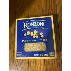 RONZONI PASTA  No. 155 PASTINA One 12 Oz. Box Good Until May 28 2025 Canada NEW