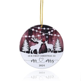 Our First Christmas Ornament 2024 for Newlywed Husband Wife Christmas Xmas Gifts for Couple Just Married Ornaments for Newlywed Couples Wedding Gifts 1st Married Christmas Ornaments