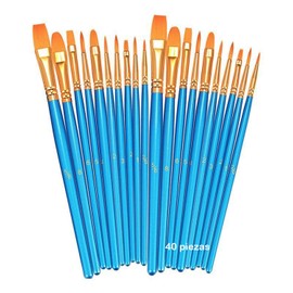 40 Piezas Pinceles, Pinceles Para Pintura Acrilica, Pinceles Para Acuarela, Pinceles Para Oleo, Adecuado Para Acuarelas, Pinturas Al Óleo, Recubrimientos, Cerámica, Pinturas De Arte, Artesanías, Etc