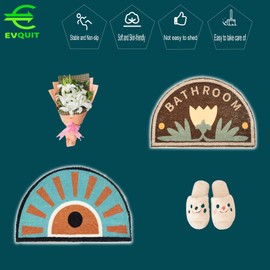 EVQUIT Semi Circle Bathroom Rugs Non Slip Bath Mats Machine Washable Bath Rugs 16x24 inch, Sun