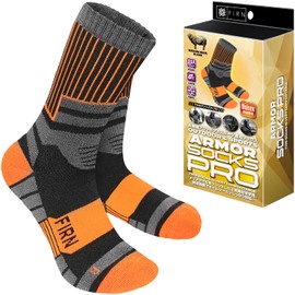 FIRN Armoor Socks, Pro Merino Wool, High Performance Socks, For Outdoor Activities, Hiking, Climbing, Antibacterial, Odor Resistant, Breathable, Thick, Sole Cushion, Blister Resistant, Sports,