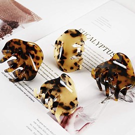 Paquete de 4 pinzas para el pelo de 2,1 pulgadas con forma de tortuga, concha de celulosa acetato de resina, pasadores de pelo de diseño francés mediano con estampado de leopardo, accesorios para mujeres y niñas