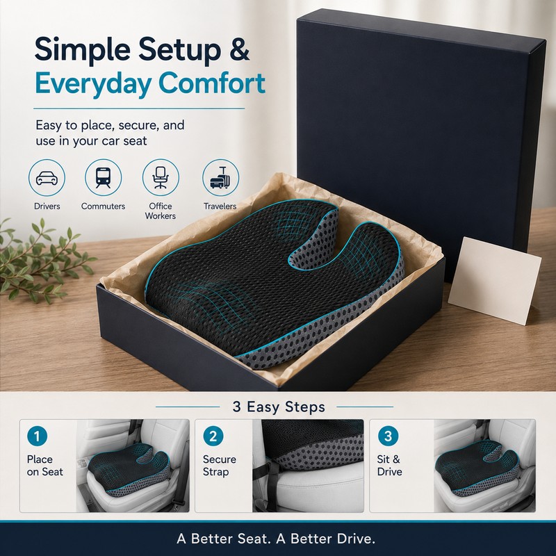 Memory Foam Car Seat Cushion for Driving – Wedge Height