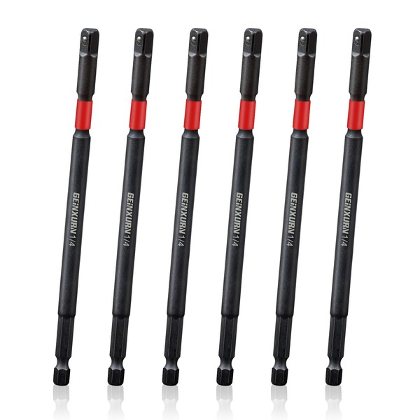 Geinxurn 6Pcs Impact Socket Adapter Set,1/4" Drive Square, 6Inches Extension