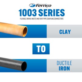 Fernco P1003-1212 Flexible PVC Pipe Coupling for Clay to Asbestos Cement or Ductile Iron Plumbing Connections