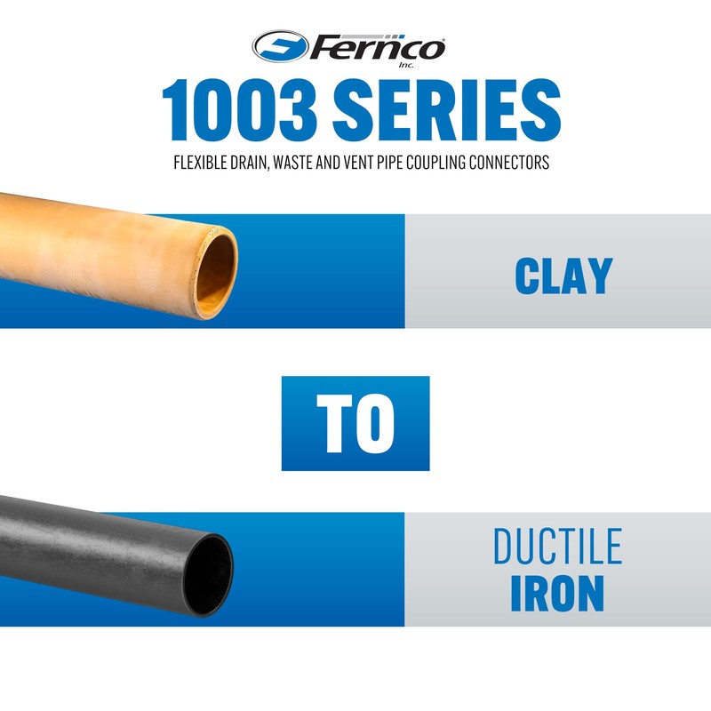 Fernco P1003-1212 Flexible PVC Pipe Coupling for Clay to Asbestos