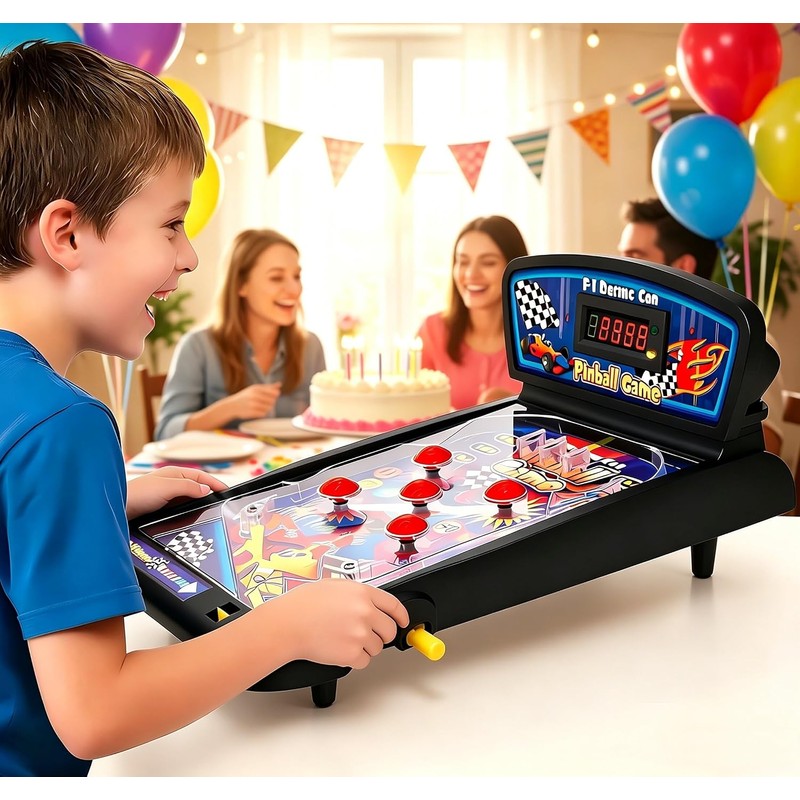Racing Car Tabletop Pinball Machine, Retro Arcade Toy, Age 8+
