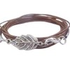 Silver leaf with veins: wrap bracelet with small leaf