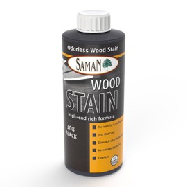 SamaN Interior Water Based Wood Stain - Natural Stain for Furniture, Moldings, Wood Paneling, Cabinets (Black TEW-108-12, 12 oz)