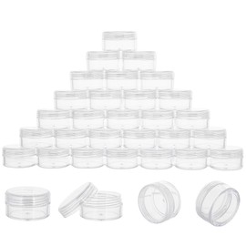 10 Gram 100 Count Sample Containers, Small Plastic Containers with Lids, Empty Sample Jars with Labels and Mini Disposable Spatulas(Clear Lid)