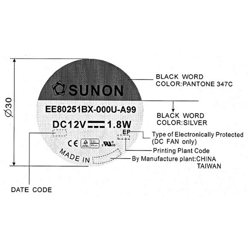 Sunon EE80251BX-A99 Fan 12 V DC 1.8 W 80 x